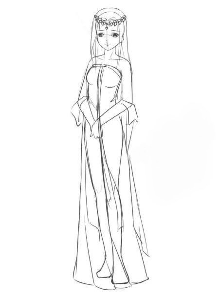 卡通漫画仙女素描画法步骤04