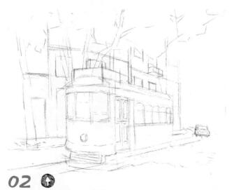 街景素描画线稿画法步骤02