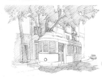 街景素描铺色画法步骤01